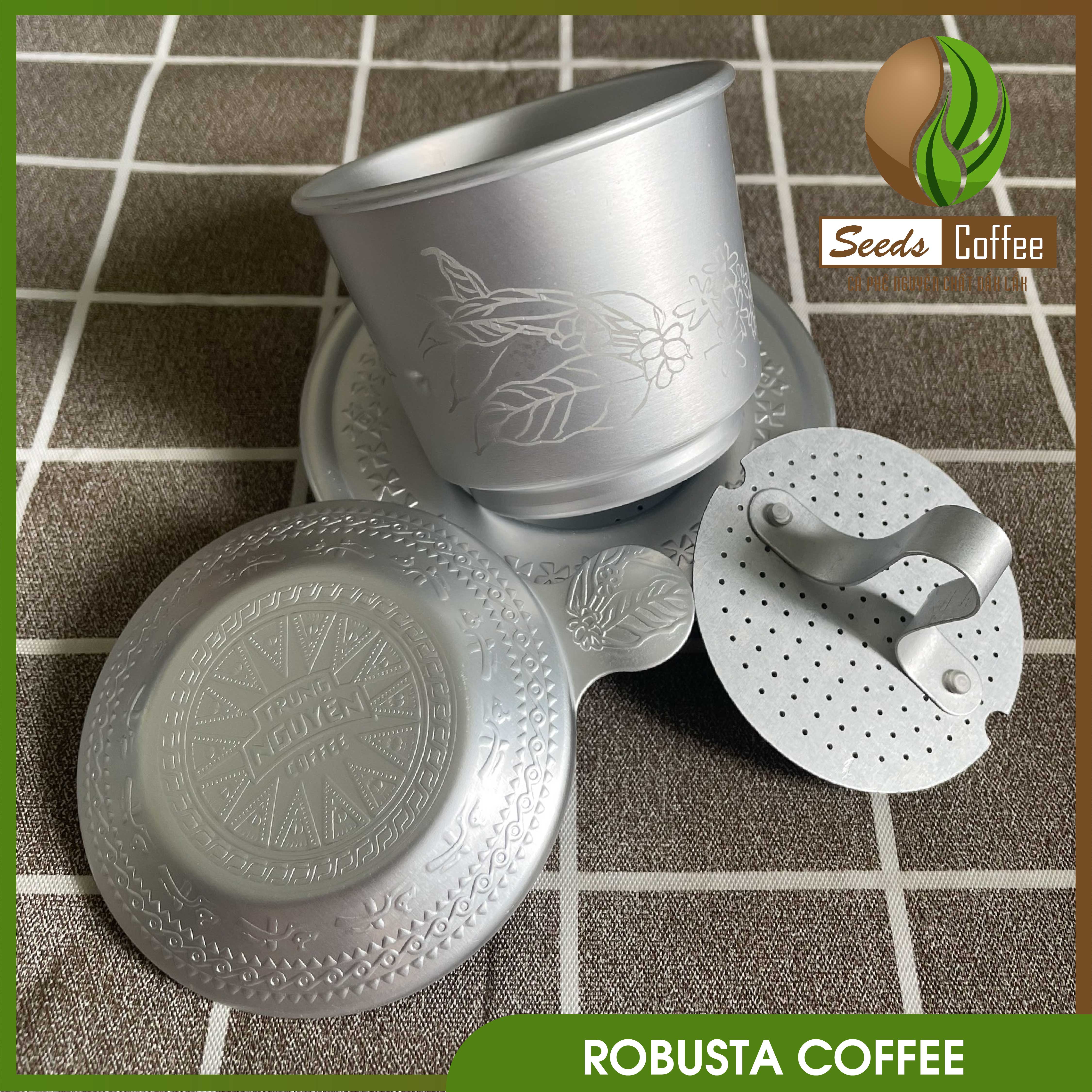 Phin nhôm pha cà phê hoa văn cao cấp loại 25gr