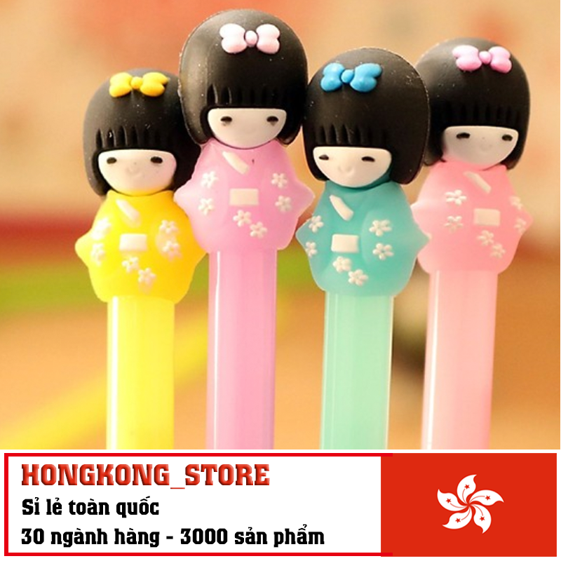 Bút bi viết cô gái siêu dễ thương - bút bi nước văn phòng mực đen