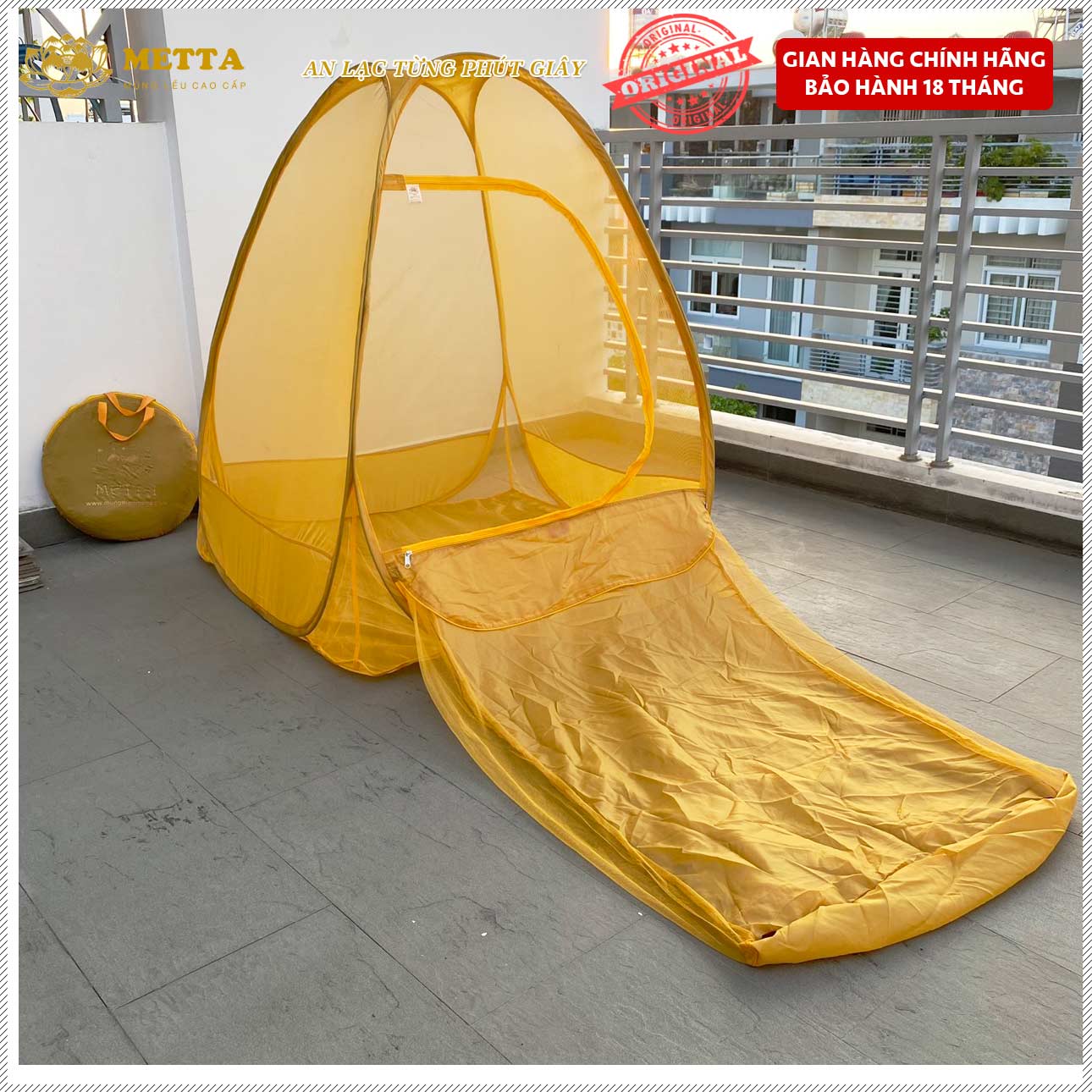 [ Có Túi] Mùng Thiền Tự Bung METTA -  1M2x1M2 - Màn Thiền 1M2 - BH 18 - Hàng Chính Hãng - Việt Nam Xuất Khẩu