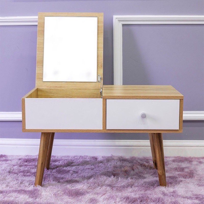 Bàn trang điểm mini ngồi bệt, bàn phấn thông minh kiểu dáng Hàn Quốc có sẵn gương gập gọn - New88