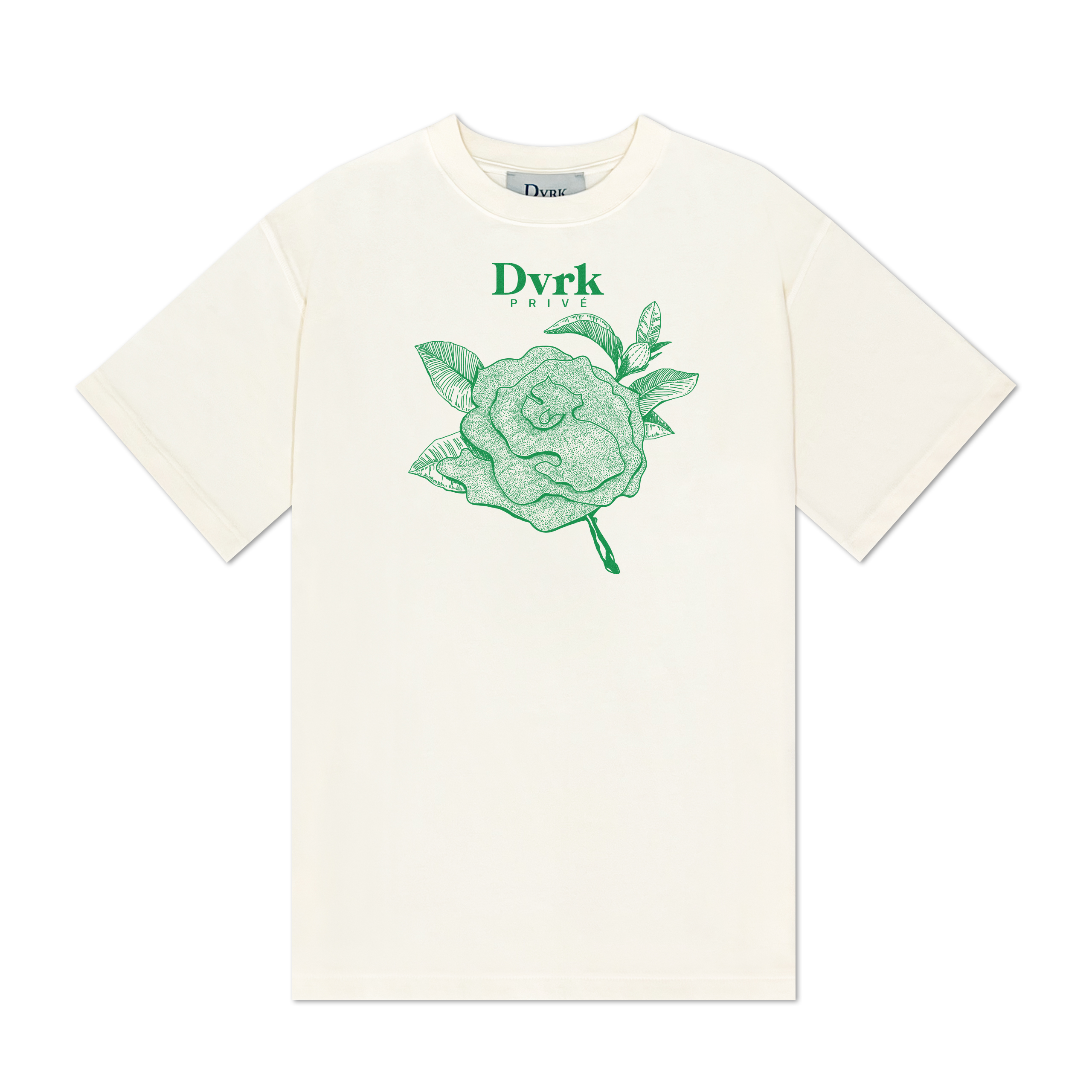 Dvrk - áo thun ngắn tay cổ tròn privé gardenia dotted logo tee -dvrk-23ss