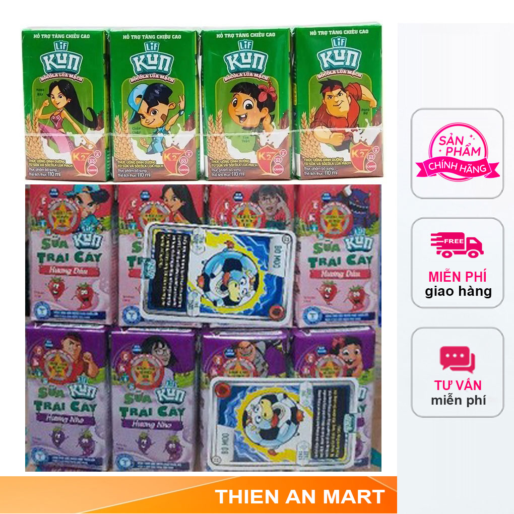 Lẻ 01 lốc sữa trái cây Kun 110ml các hương vị