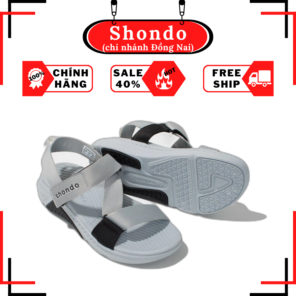 [SALE] Giày Shondo Sandals Nam Nữ F7 Racing F7R1020 - màu Xám Phối Đen