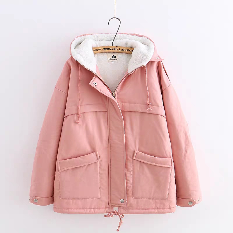 Áo khoác dù nữ lót lông cừu siêu ấm túi nắp cúc