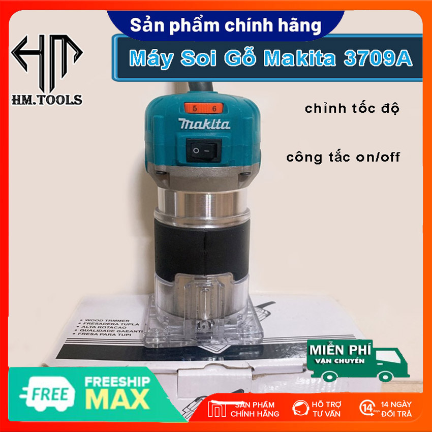 Máy soi gỗ điều tốc cầm tay makita 3709 chỉnh tốc độ, công suất 530w - máy đánh cạnh, soi mọng gỗ mũi phay gỗ 6.35mm - máy phay gỗ, máy phay alu có chỉnh tốc độ - bh 12 tháng