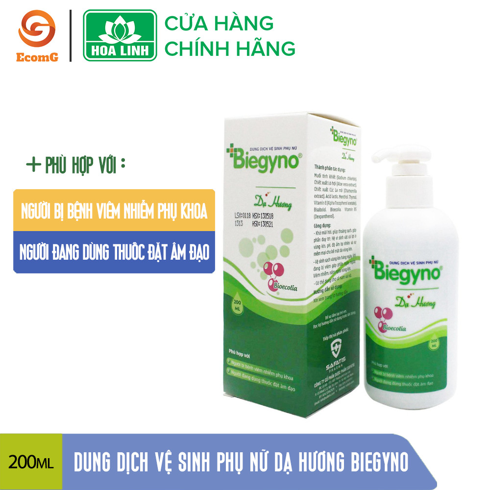 Dung dịch vệ sinh phụ nữ kháng khuẩn, ngừa viêm cao cấp Dạ Hương Biegyno 200ml - Đẩy lùi hoàn toàn tình trạng viêm nhiễm, khí, huyết hư- DH6-01