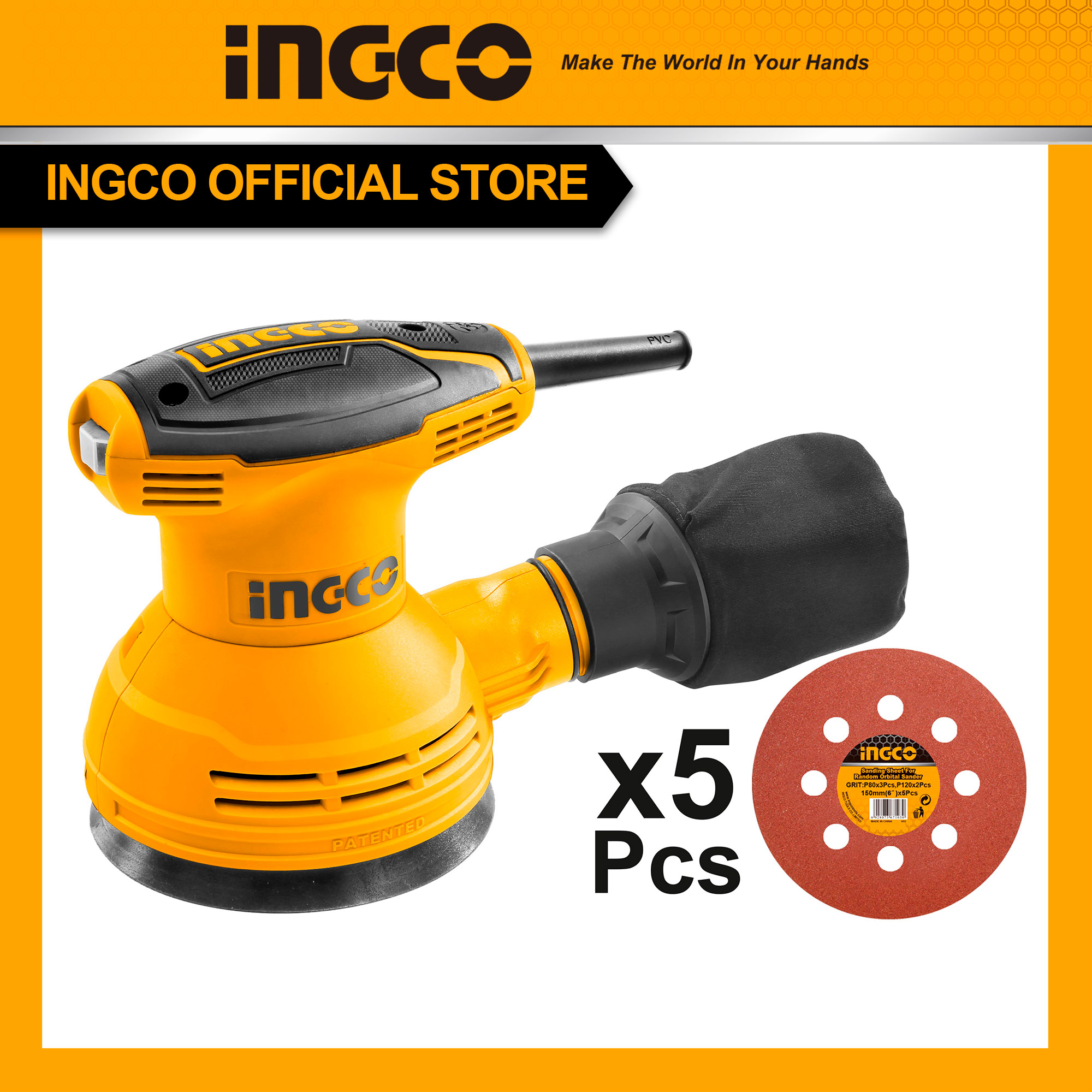 Máy chà nhám tròn 320W INGCO RS3208