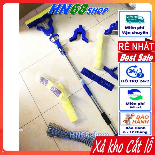 [Lowest Price] House Cleaning Stick with Super Clean, Water-Absorbent Rubber Foam Head Hn68, Good Quality, Double-Folded with Removable Sponge That Can Be Replaced