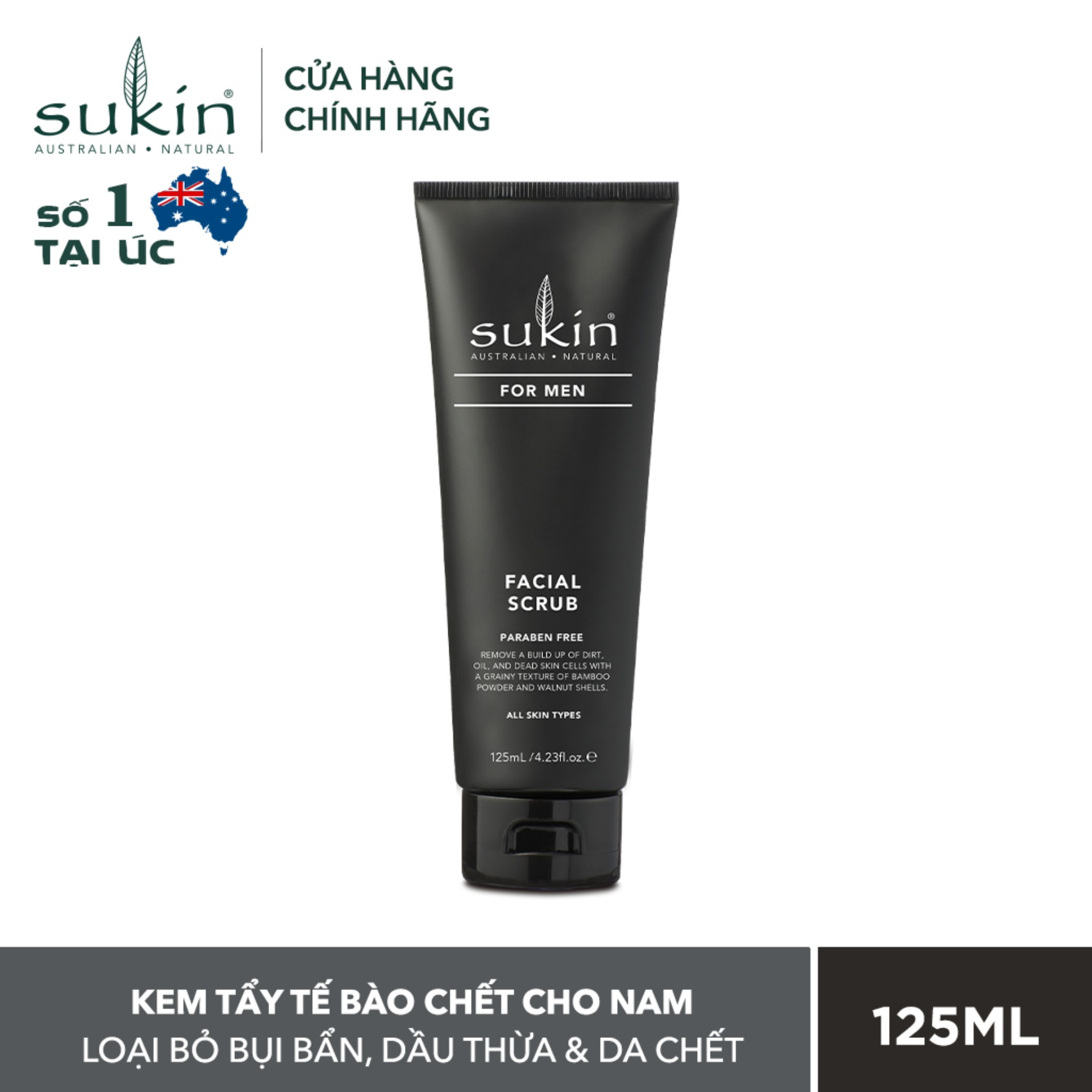 [HCM][QUÀ TẶNG ĐƠN TỪ 300K]Kem tẩy tế bào chết dành cho nam Sukin For Men Facial Scrub 125ml
