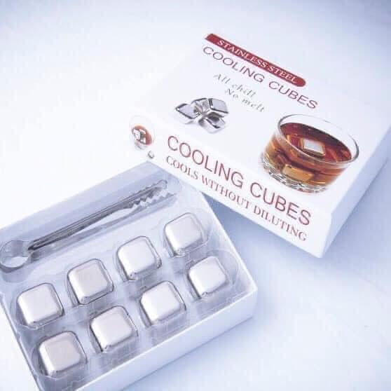 Set 8 viên Đá lạnh vĩnh cửu tặng kèm cây gắp đá - Đá inox giải nhiệt mùa hè-Đá lạnh vĩnh cửu-đá lạnh