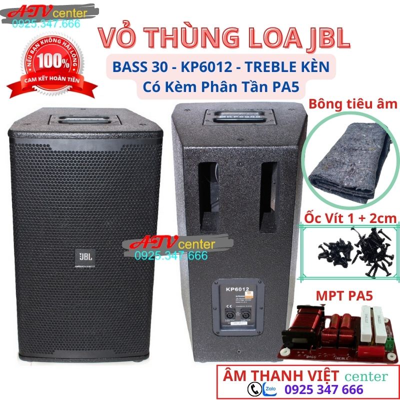 Vỏ loa full đơn bass 30 jbl. kp6012/kp6120 - kèm mạch phân tần pa5 - giá 1 đôi - tặng kèm bông tiêu âm