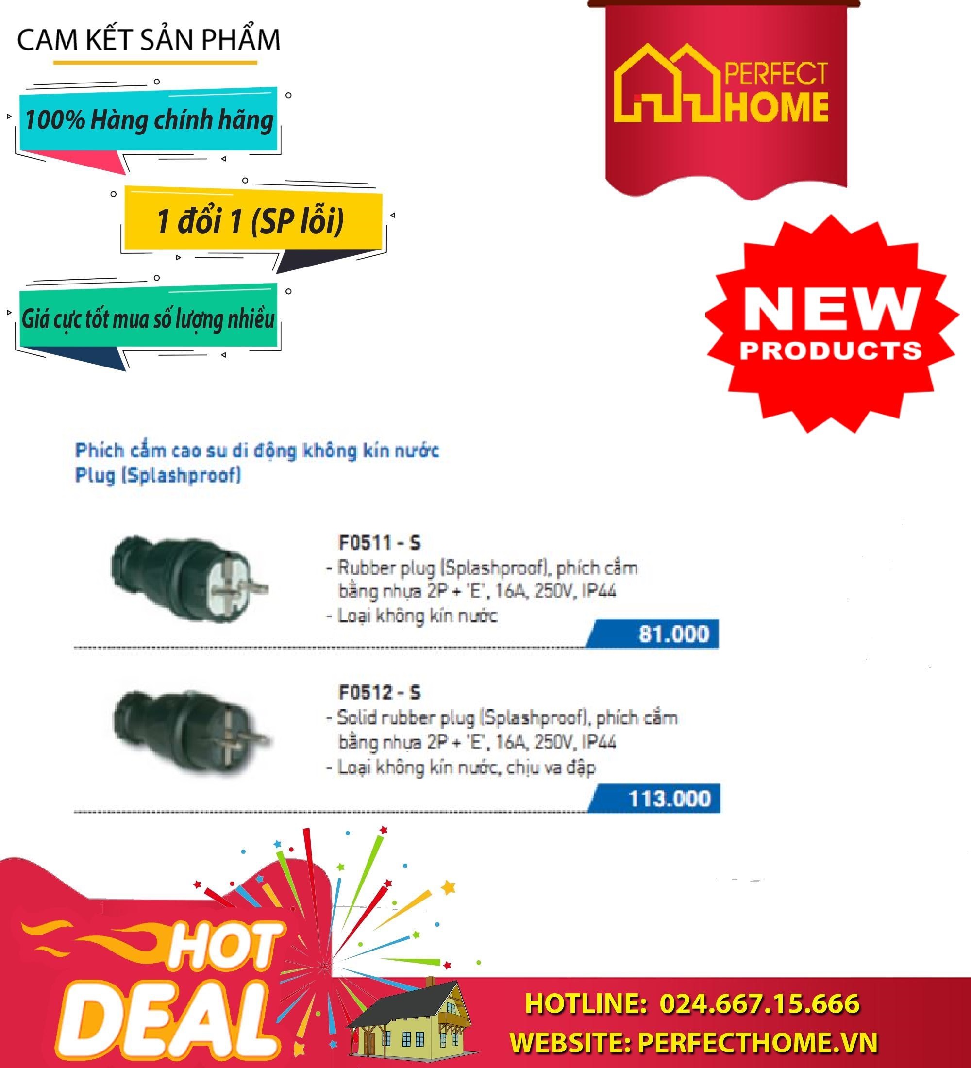 Phích cắm nhựa 2P 16A 250V, IP44 panasonic F0512-S, Panasonic F0511-S