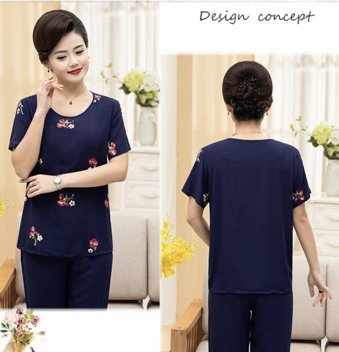 Bộ đũi Mặc nhà cho mẹ- Bộ đũi chất đẹp sang trọng cho mẹ cho bà