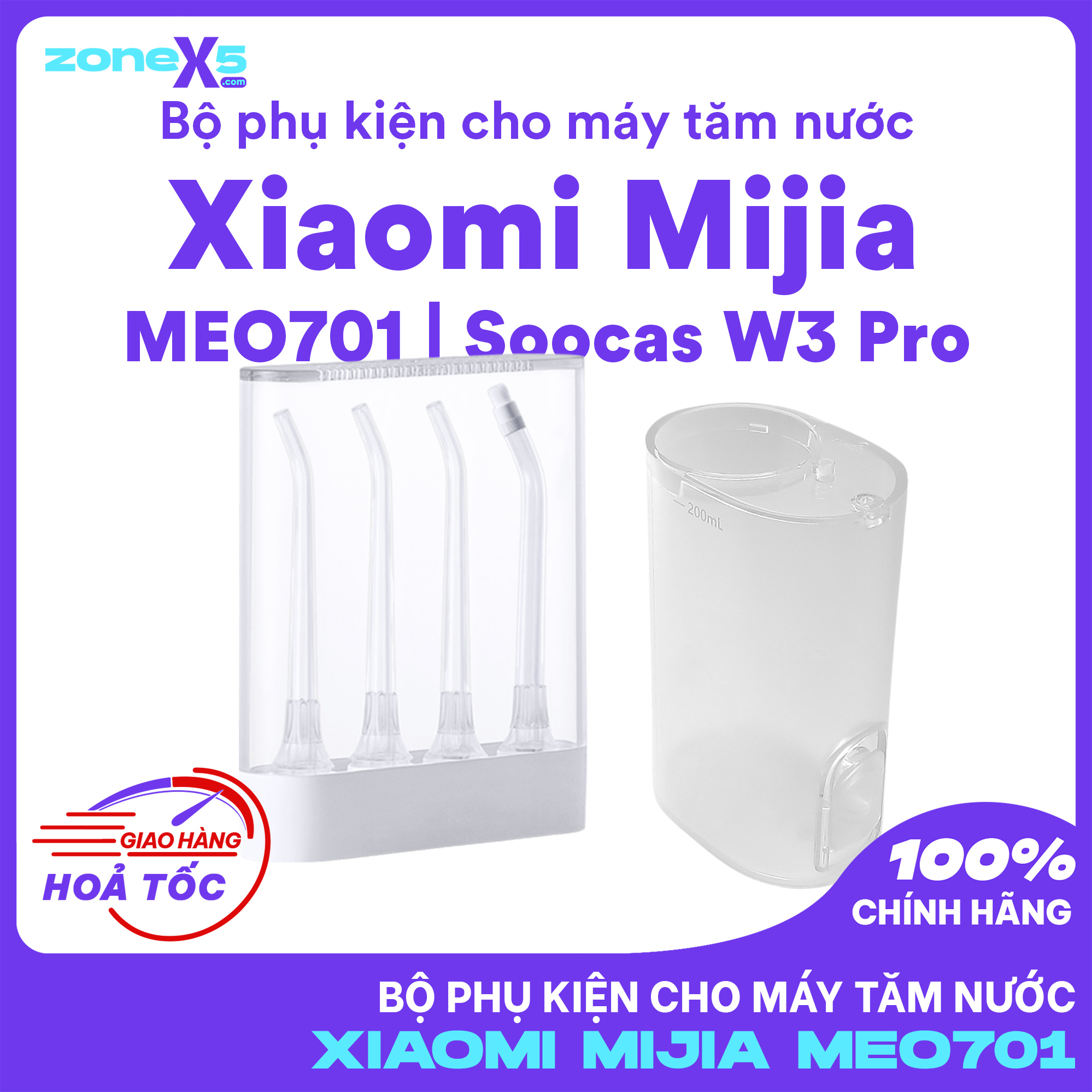 [CHÍNH HÃNG] Bộ phụ kiện cho máy tăm nước Xiaomi Mijia MEO701, Soocas W3 Pro - Đầu vòi phun thay thế cho máy tăm nước Soocas, Xiaomi Mijiay