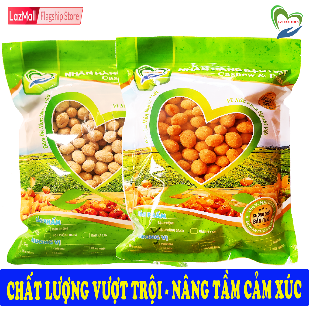 Combo 1KG Đậu Phộng Da Cá 2 Vị: Nước Cốt Dừa và Phô Mai Tâm Đức Thiện Thực Phẩm Đóng Gói Đóng Hộp Ăn Liền đồ ăn vặt Lazada bánh kẹo quà Tết