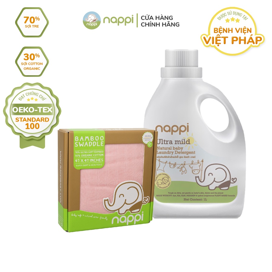 Combo 1 khăn đa năng NAPPI 120x120cm + 1 chai nước giặt NAPPI 1 lít