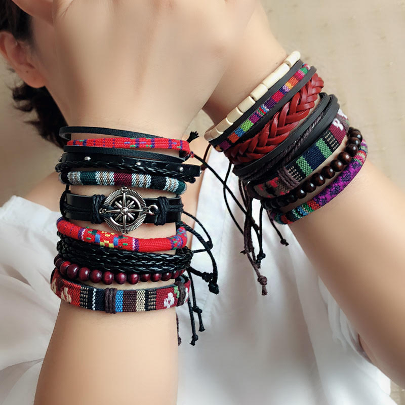 Combo/Set Vòng Đeo Tay Nhiều Sợi Phong Cách Boho Vintage Retro Unisex