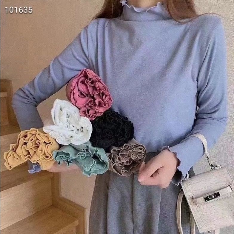 (LOẠI 1) Áo Giữ Nhiệt Nữ Cổ Bèo Cao 3 Phân Mùa Đông Lót Nỉ Nhẹ Đẹp 4