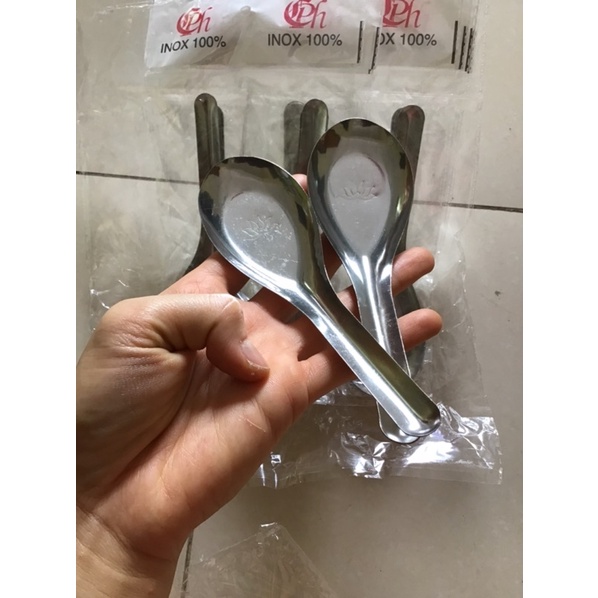 Combo 10 thìa phở hoa sen loại dày đẹp, thìa phở inox