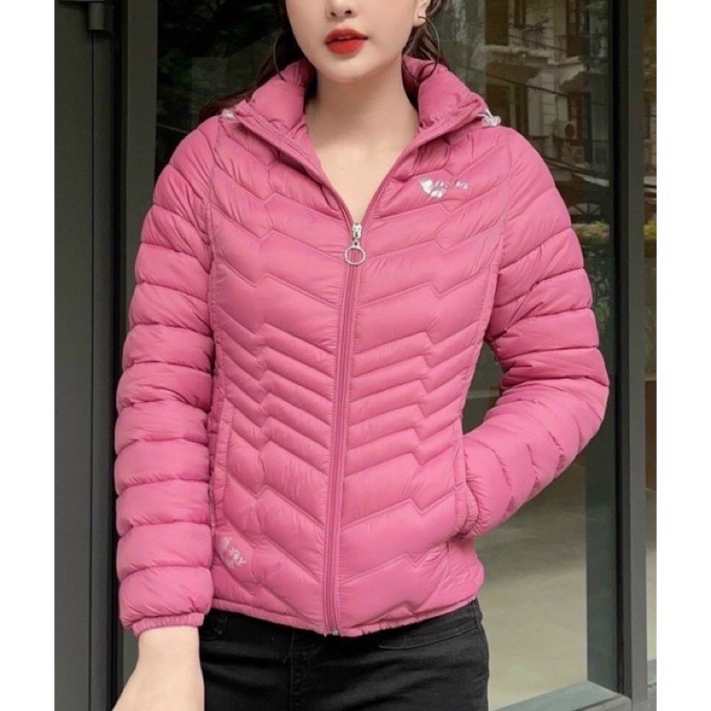 Áo phao nữ siêu nhẹ có mũ giữ ấm chống thấm nước, áo khoác nữ siêu nhẹ, Xuất Xịn_8989