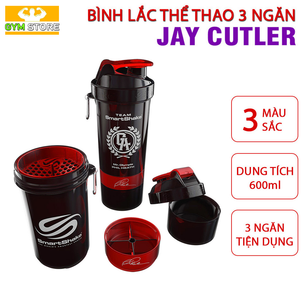 Bình lắc tập GYM - Bình lắc Shaker Jay Cutler 3 ngăn 600ml