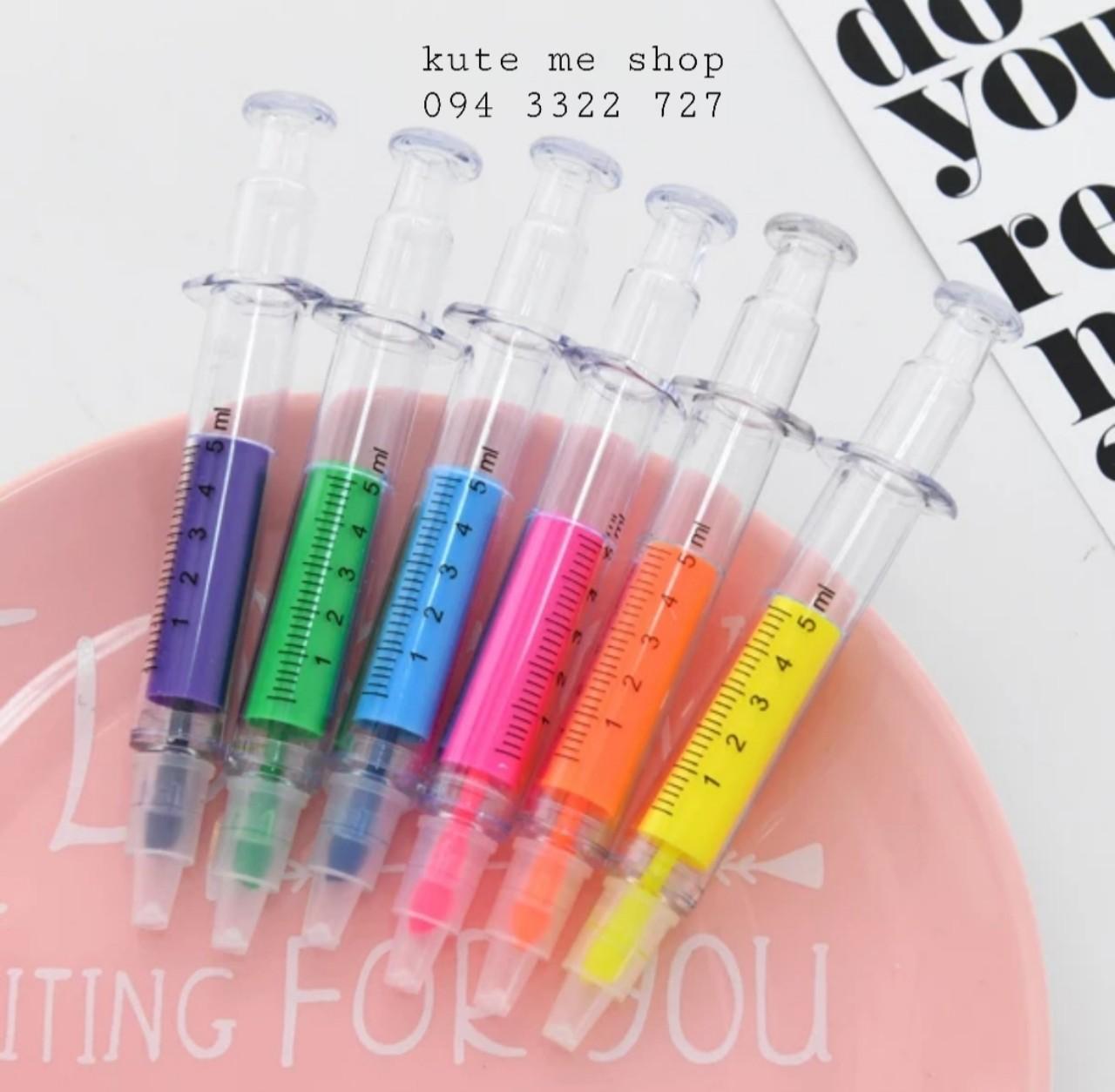 Bộ bút dạ màu (6 màu) hình ống tiêm ngộ nghĩnh