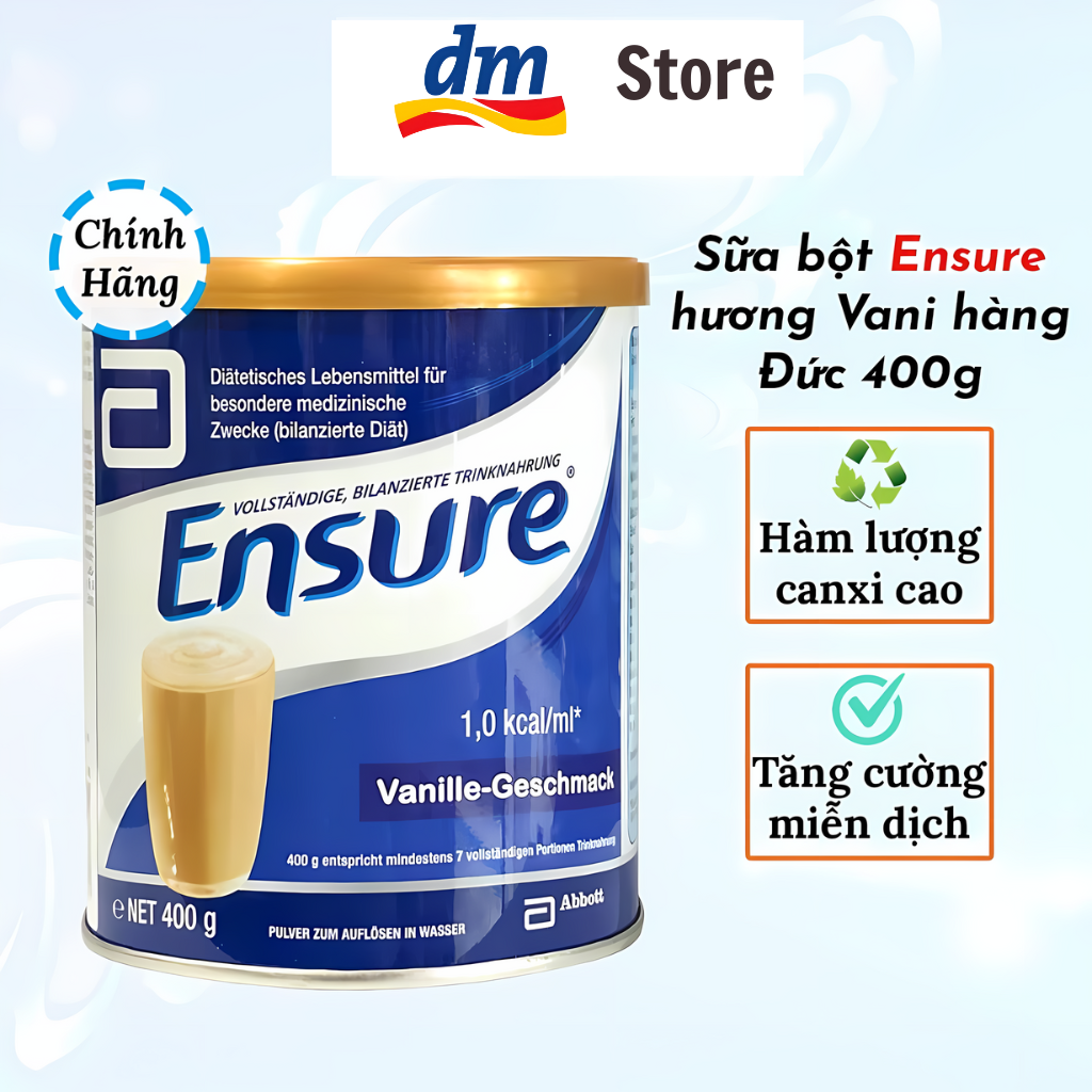 Sữa Bột Ensure Vanille bổ sung canxi, giúp chắc khỏe xương, vitamin khoáng chất tăng cường hệ miễn dịch 