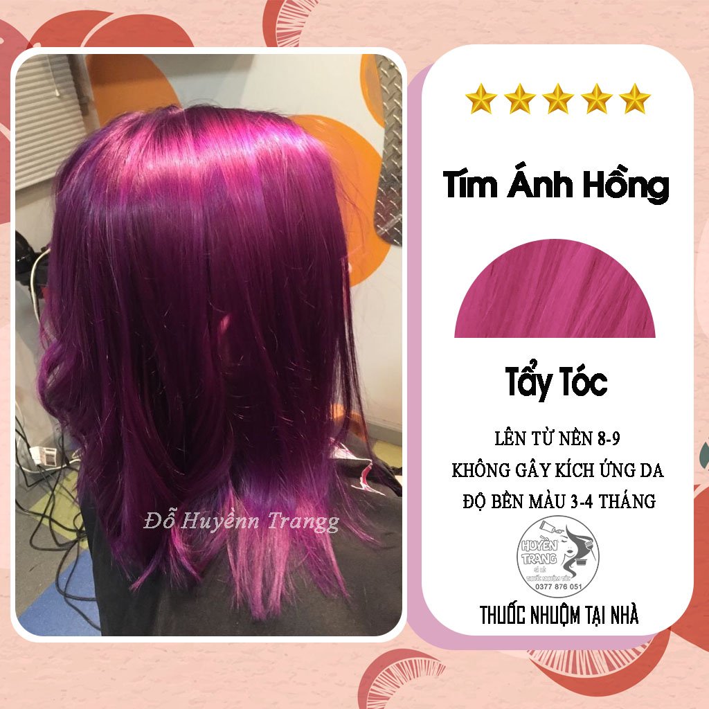 Thuốc nhuộm tóc màu tím ánh hồng tặng kèm oxy trợ nhuộm găng tay mũ trùm và hdsd