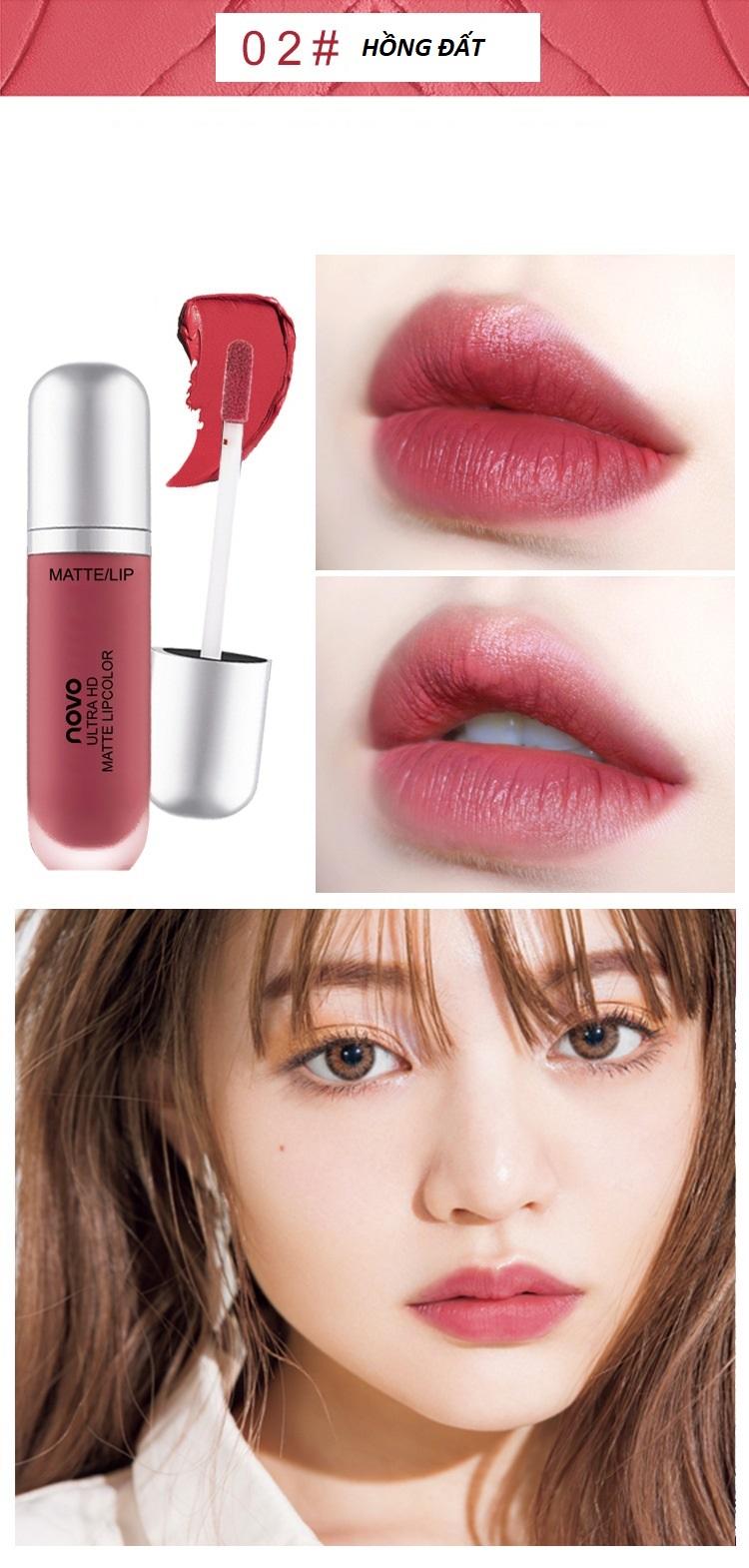 Son kem lì NoVo Ultra HD MATTE LIPCOLOR 5.9ml ( tặng 1 mask trứng cá hồi)