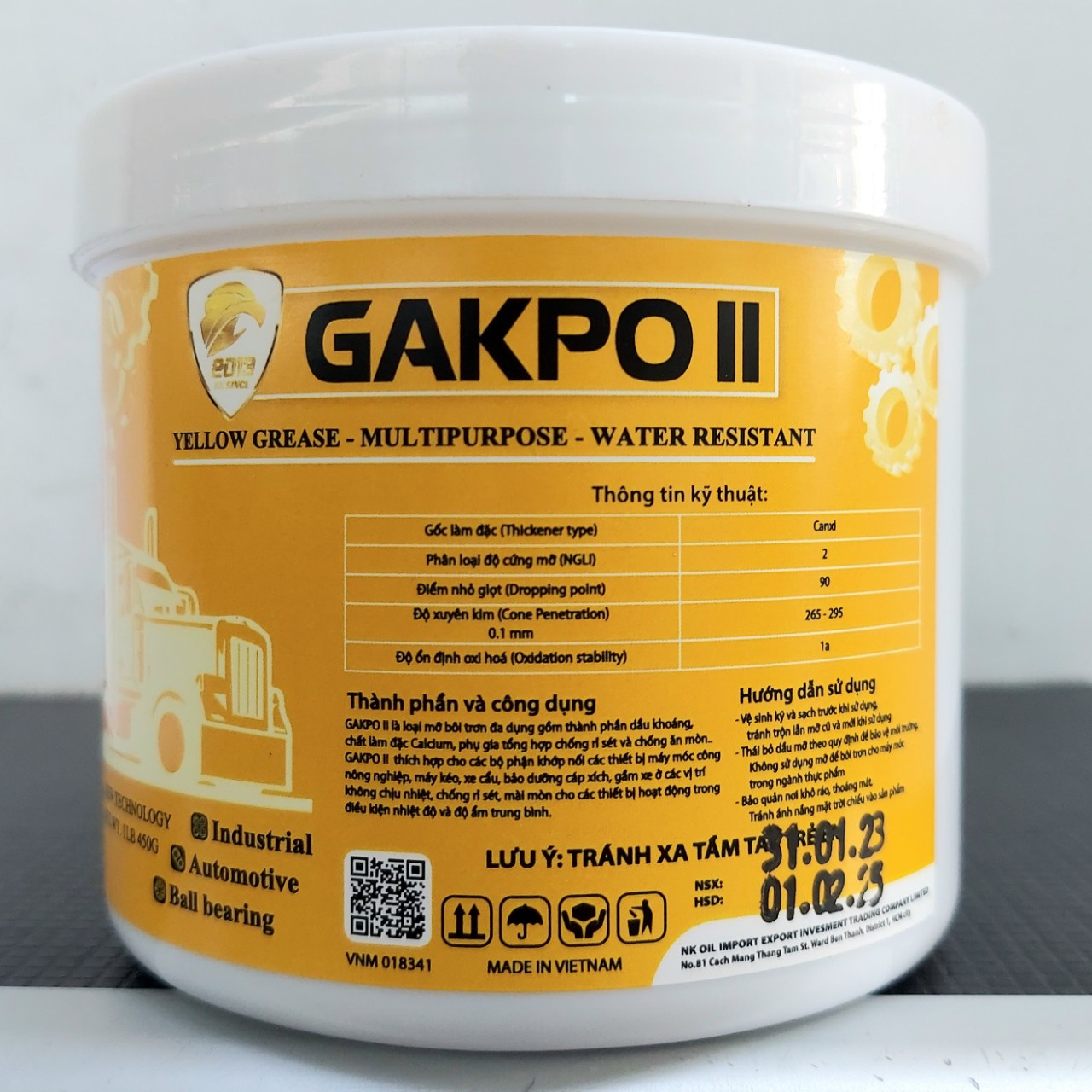 Gakpo ii grease yellow ep2 450gr multipurose - water resistant