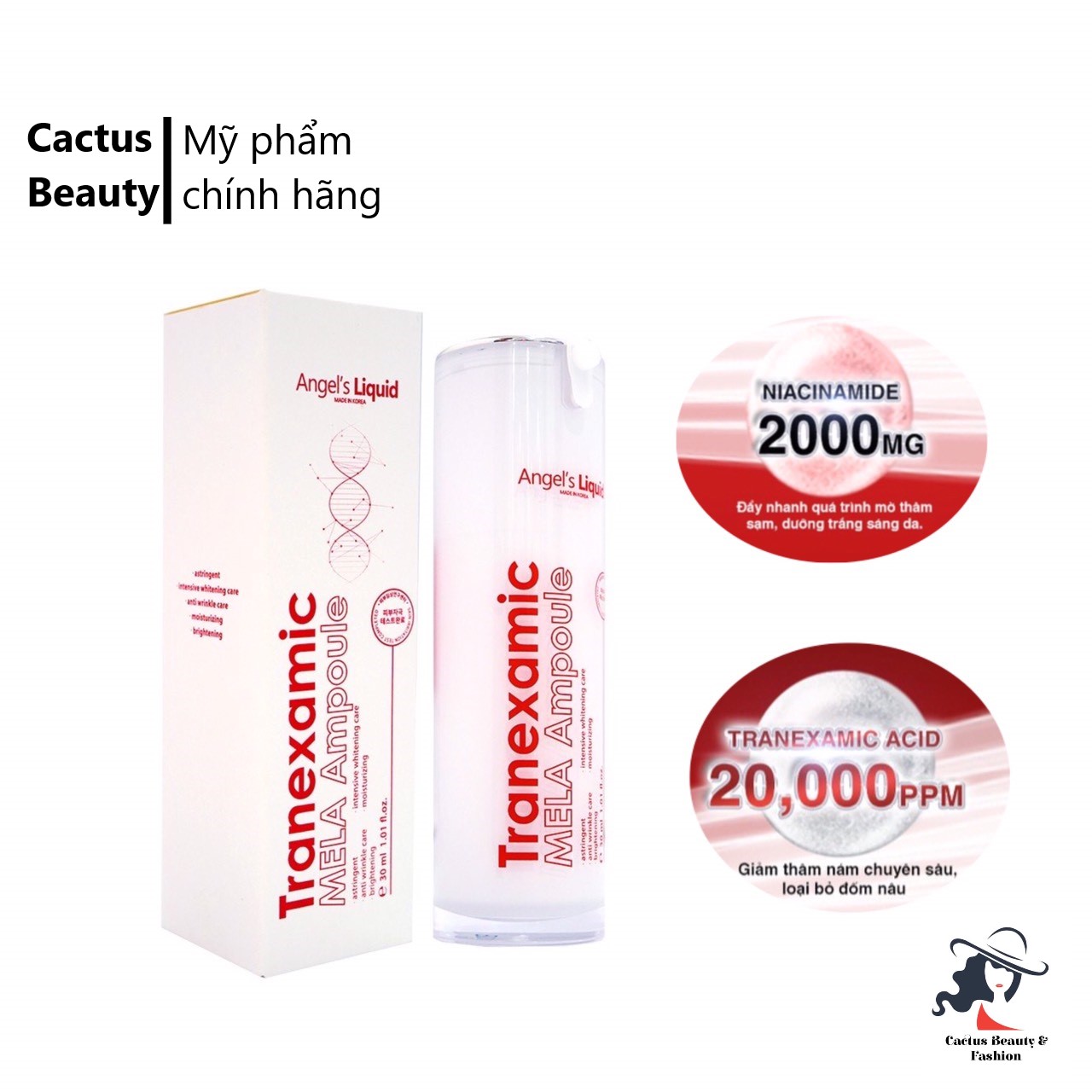 Siêu tinh chất giảm thâm, mờ nám Angel's Liquid Tranexamic Mela Ampoule 30ml