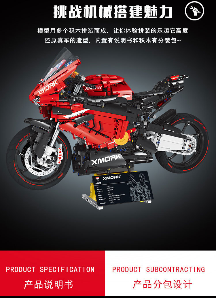 Mô hình lắp ráp xe moto technic Ducati V5S nonlego cao cấp phiên bản 1 5