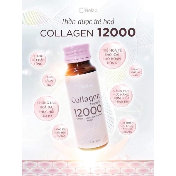 (MUA 4 TẶNG 1 CUSHION FOLLUV) Collagen Relab Japan 12000 ( Nhật Bản )