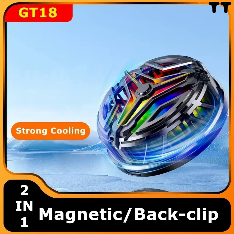 [Hot]GT18 PC ABS Magnetic/Back-Clip 2 In 1 Semiconductor Cooling Fan Radiator With RGB Light For IPhone Samsung  Cool Heat Sink