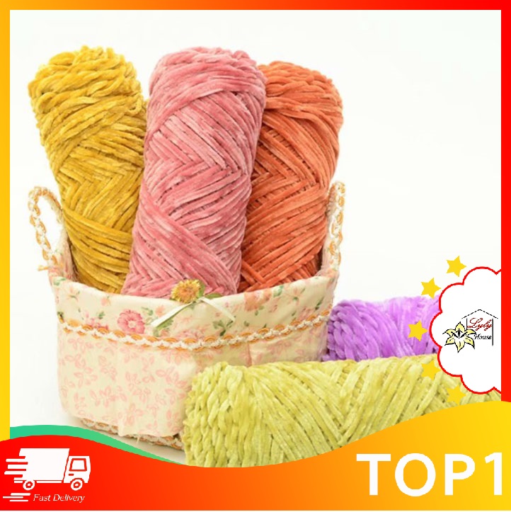 Len nhung protein mềm cashmere dùng để đan móc thú, thảm, áo trọng lượng 100g