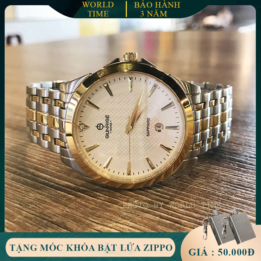 Đồng Hồ Nam Sunrise DM786SWA - Hộp hãng + Thẻ BH hãng - Kính Sapphire [chống xước , chống nước] Dây Thép Demi