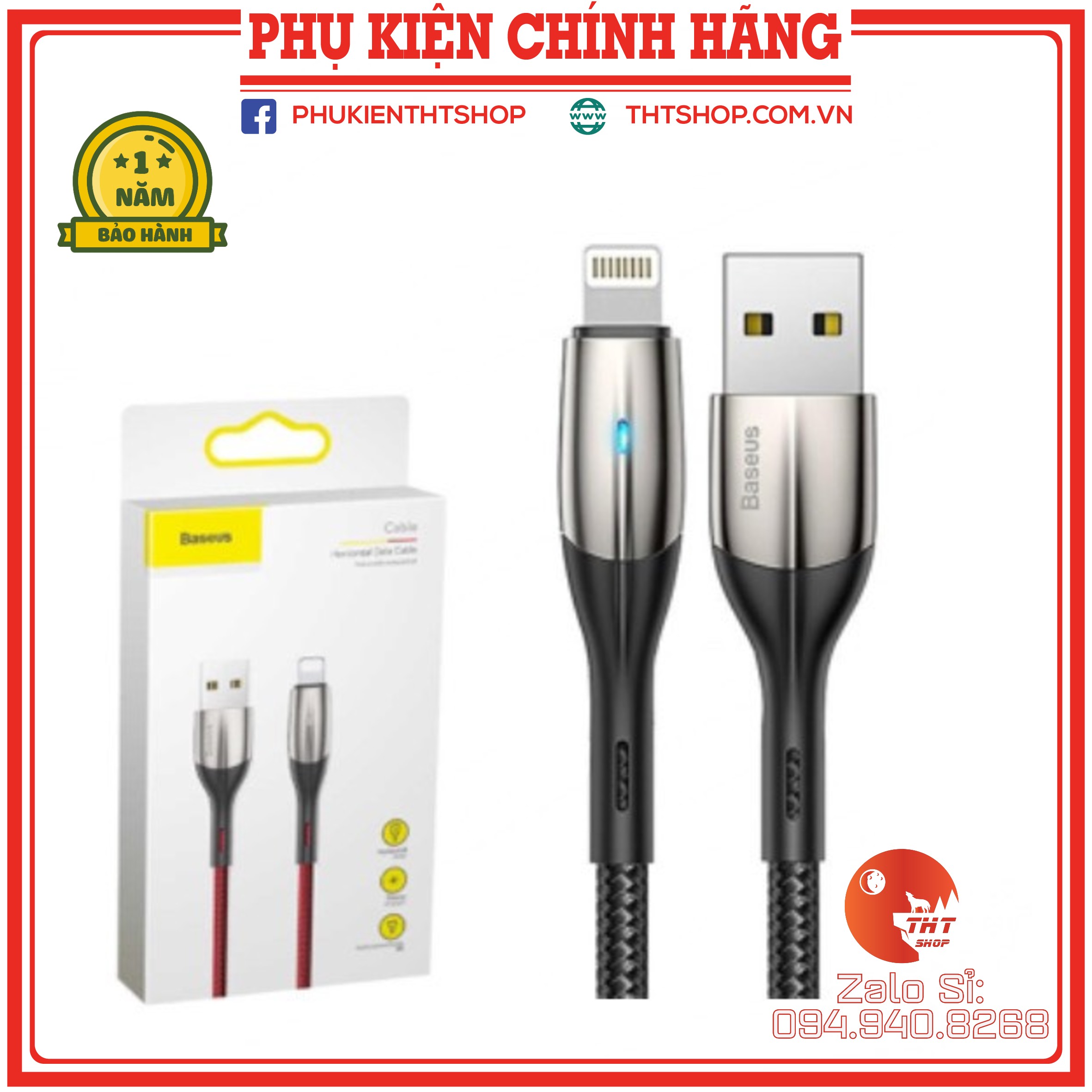 Cáp sạc nhanh Iphone cao cấp + truyền dữ liệu - Cáp sạc baseus horizontal 1m/2m 2.4a lightning, đảm bảo cung cấp các sản phẩm đang được săn đón trên thị trường hiện nay