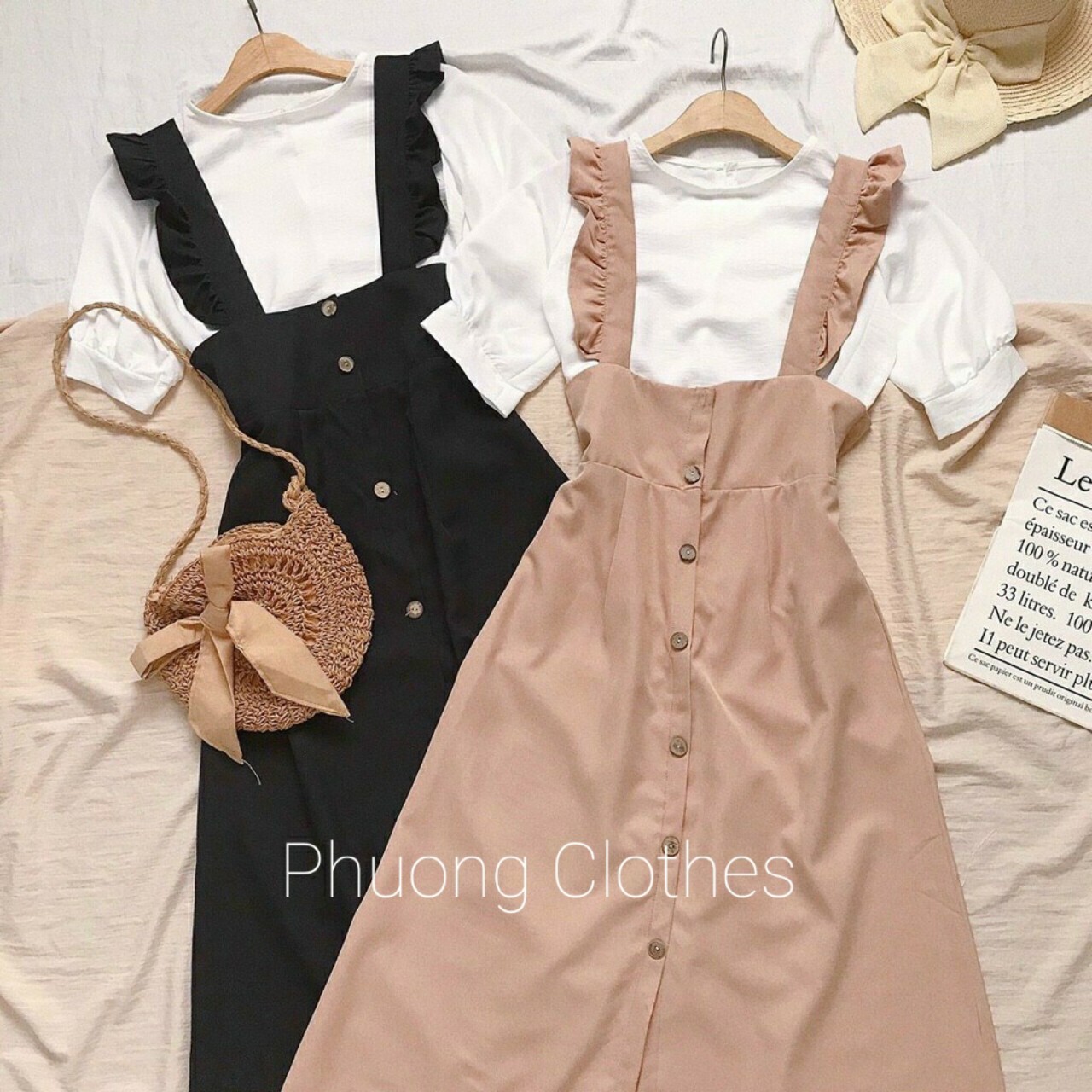 Set đầm yếm nữ áo rời dây dúng siêu xinh [Ảnh thật shop chụp]