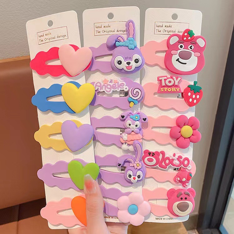 Vĩ 5 Kẹp mái tách gấu hồng dâu Lotso Korumi Loopy - Kẹp noel 2024