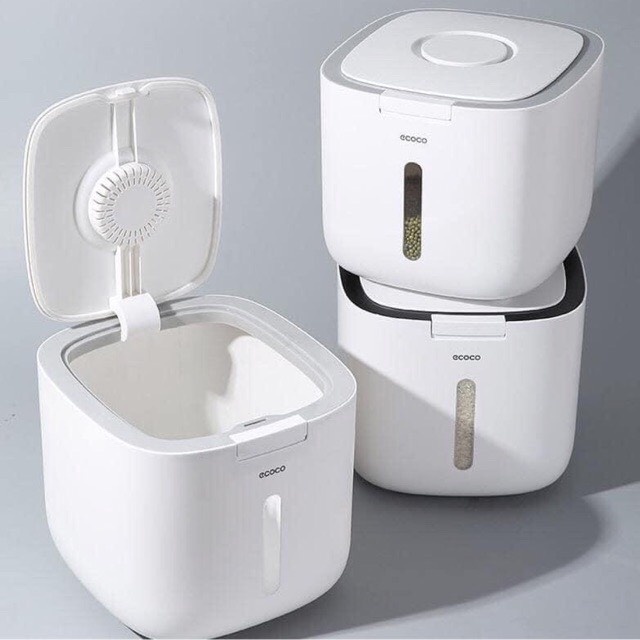 Thùng đựng gạo cao cấp ECOCO 5kg và 10kg có nắp đậy thông minh. Thiết kệ hiện đại, sang trọng. Chất liệu ABS&PP an toàn, chống nước, chống mối mọt