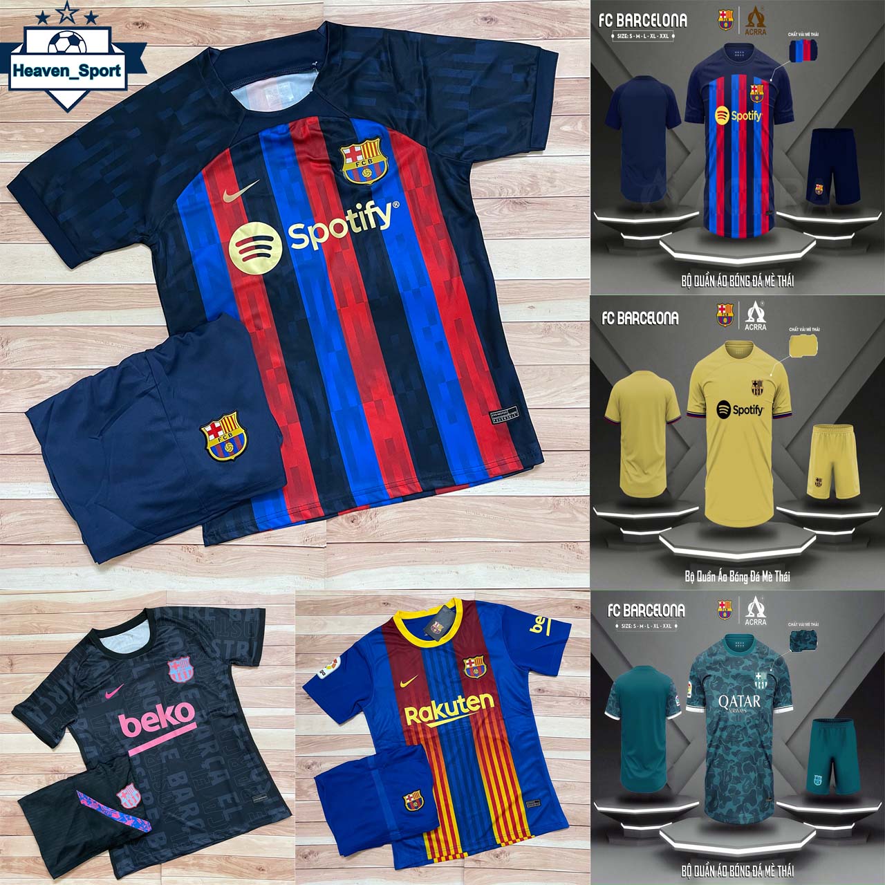 Áo Bóng Đá CLB Barcelona 22/23 - Chuẩn Mẫu Thi Đấu - Vải Polyester Gai Thái