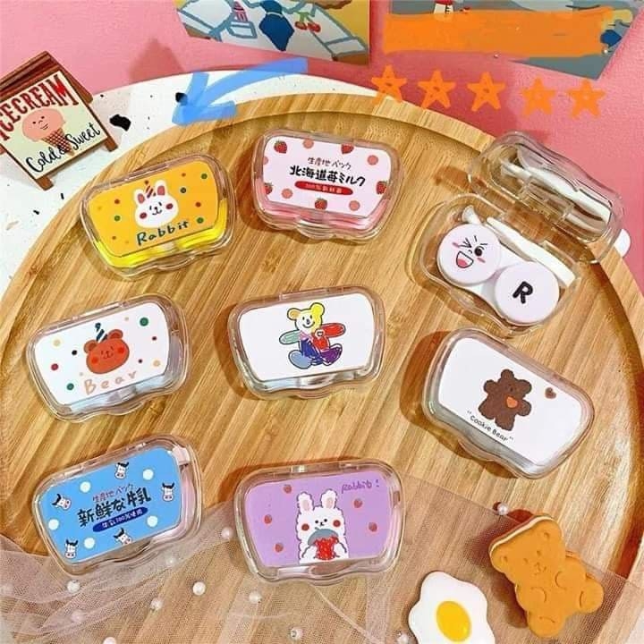 Khay gương đựng lens (kính áp tròng) kèm dụng cụ đeo