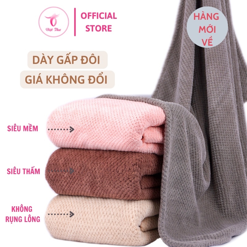 Khăn tắm lớn khăn tắm sợi microfiber lông mềm mịn thấm hút nước nhanh 70x140 cm nhiều màu - Việt thư