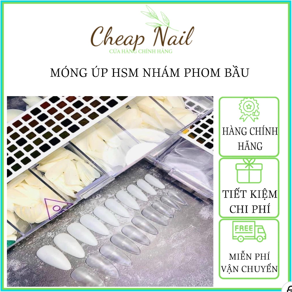 Móng úp HSM nhám phom nhọn form thang bầu vuông tròn hộp 500 móng loại tốt -Cheap nail