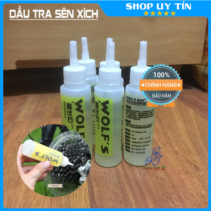 Dầu tra sên xích líp xe đạp Wolfs, dầu bôi trơn chai 50ml