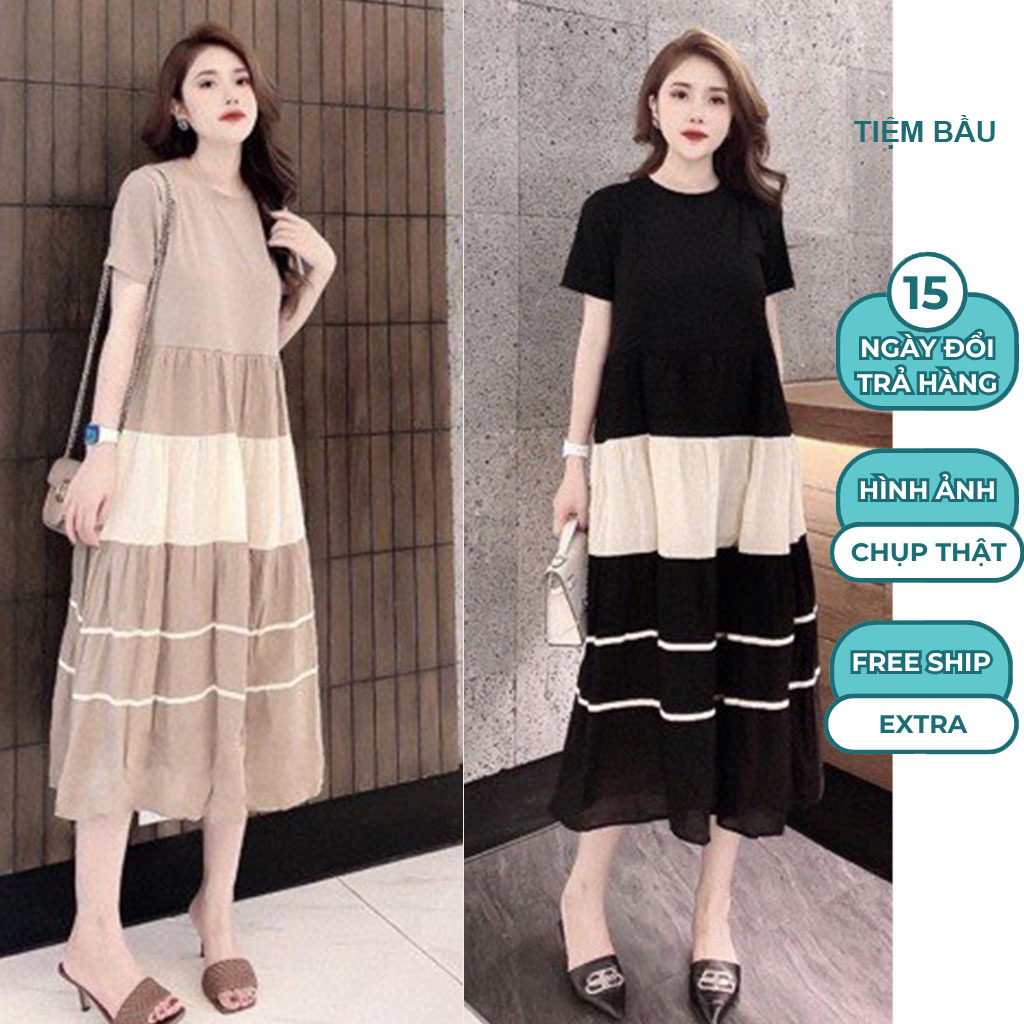 Váy Bầu- Đầm bầu, váy bầu xuông, -chất mềm mịn, freesize