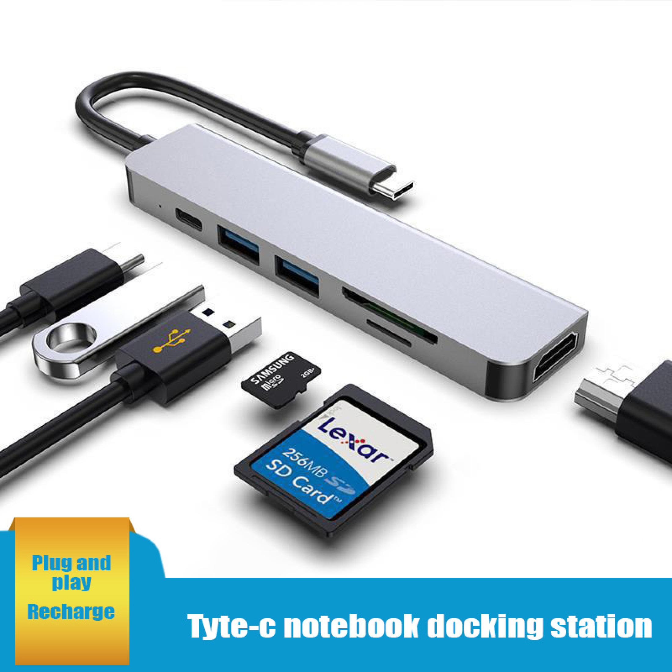 Hub goojodoq chia cổng usb c sang usb 3.0 6 trong 1 bộ chia thẻ tf/sd loại c sang 2 cổng usb 3.0 pd hdmi adapter dành cho máy tính xách tay ipad pro macbook.bộ chuyển đổi tốc độ cao máy tính xách tay macbook matebook ...