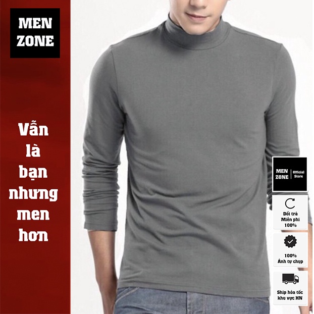 Áo giữ nhiệt nam lót nỉ cổ 5 phân siêu ấm