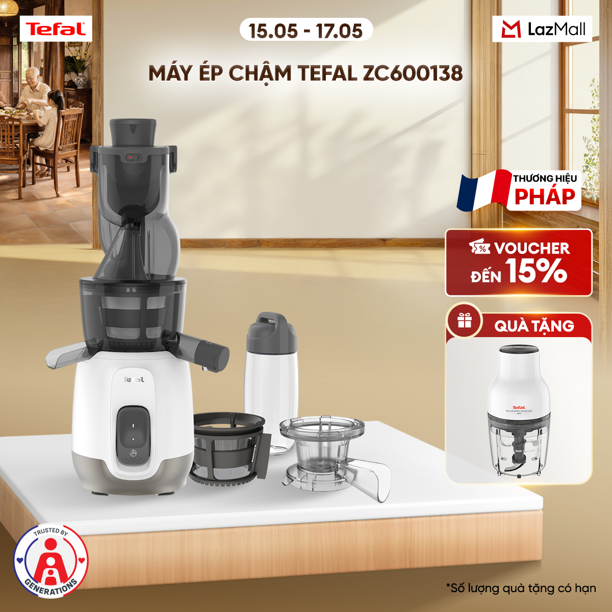Máy ép chậm Tefal ZC600138 - 200W