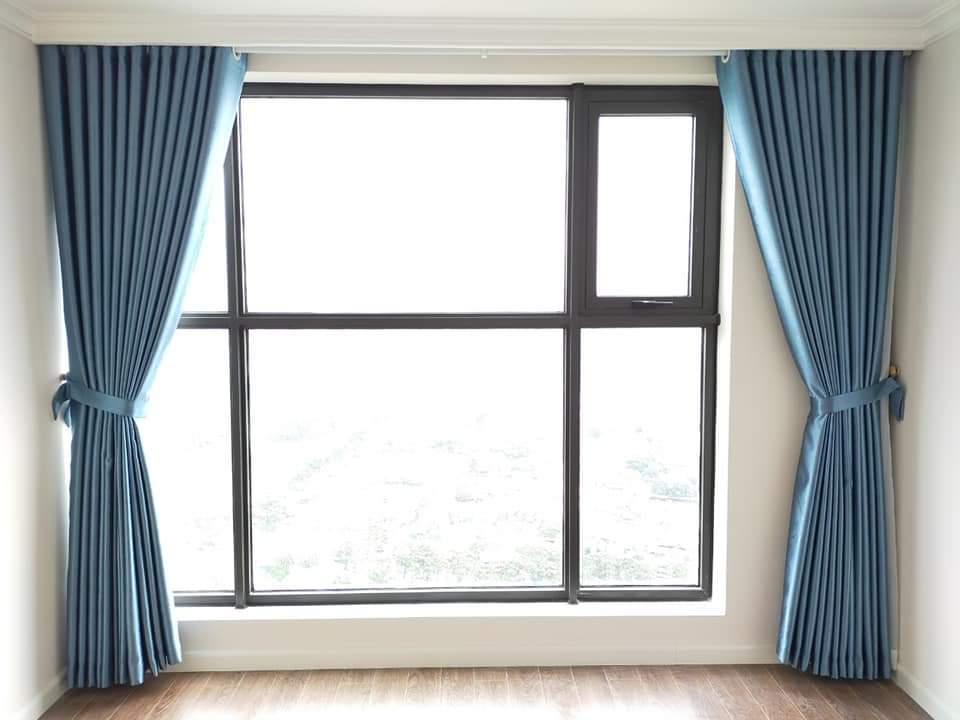 [HCM]Bộ rèm cửa chống nắng tông màu xanh dương - Vải CN HQ - Kiểu may khoen ore - Ngang 5m4 cao 2m8